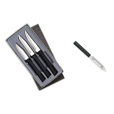 Radà Rada 3 Piece Paring Knives Galore Set & 1.75-inch Swivel Vegetable Peeler In Black