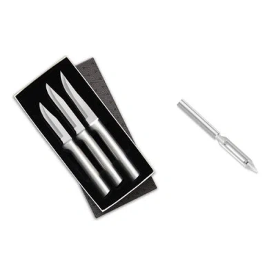 Radà Rada 3 Piece Paring Knives Galore Set & 1.75-inch Swivel Vegetable Peeler In Silver