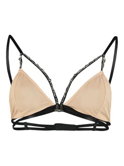 Radà Beaded Triangular Bralette In Beige