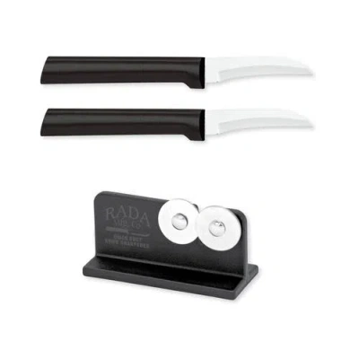 Radà Rada Cutlery 2.38-inch Granny Paring Knife Set Of 2 & Quick Edge Knife Sharpener In Black
