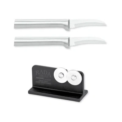 Radà Rada Cutlery 2.38-inch Granny Paring Knife Set Of 2 & Quick Edge Knife Sharpener In Silver