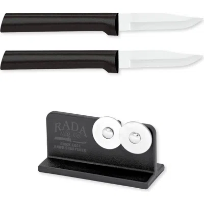 Radà Rada Cutlery 2.5-inch Peeling Paring Knife Set Of 2 & Quick Edge Knife Sharpener In Black
