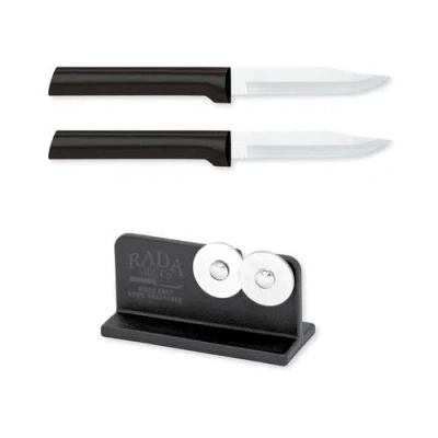 Radà Rada Cutlery 3.25-inch Regular Paring Knife Set Of 2 & Quick Edge Knife Sharpener In Black