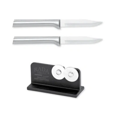 Radà Rada Cutlery 3.25-inch Regular Paring Knife Set Of 2 & Quick Edge Knife Sharpener In Silver