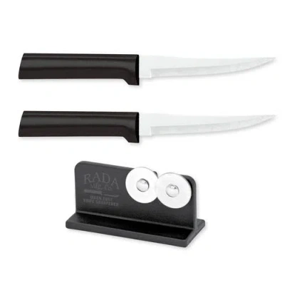 Radà Rada Cutlery 4.375-inch Super Parer Set Of 2 & Quick Edge Knife Sharpener In Black