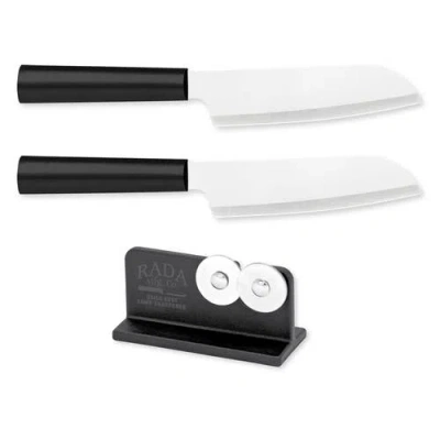 Radà Rada Cutlery 4.75-inch Cook's Utility Knife Set Of 2 & Quick Edge Knife Sharpener In Black