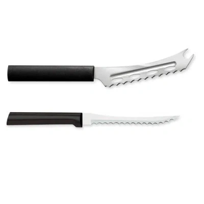 Radà Rada Cutlery 5.25-inch Cheese Knife & 5-inch Tomato Slicer, Stainless Steel Serrated Blades In Black