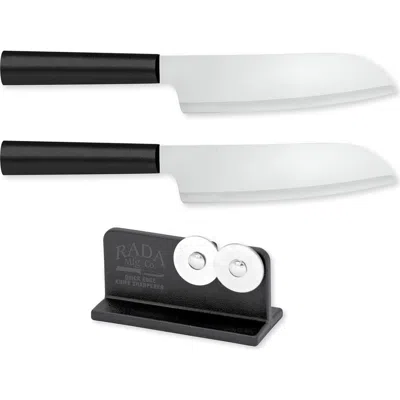 Radà Rada Cutlery 6.25-inch Cook's Knife Set Of 2 & Quick Edge Knife Sharpener In Black