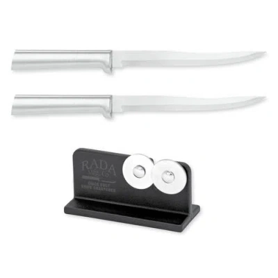 Radà Rada Cutlery 6.625 Carver Boning Knife Set Of 2 & Quick Edge Knife Sharpener In Silver