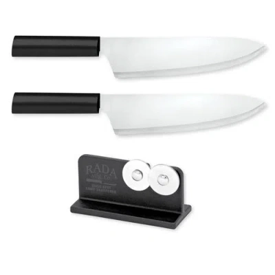 Radà Rada Cutlery 8.5-inch French Chef Knife Set Of 2 & Quick Edge Knife Sharpener In Black