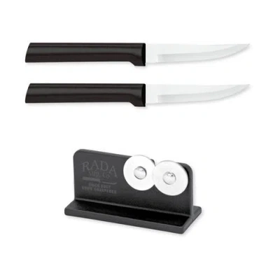 Radà Rada Cutlery Heavy Duty 3.25-inch Paring Knife Set Of 2 & Quick Edge Knife Sharpener In Black