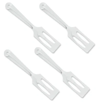 Radà Rada Cutlery Slotted Serving Spoon, Stainless Steel Face, Set Of 4 In Silver
