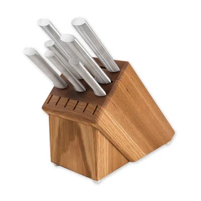 Radà Essential Oak 8 Piece Knife Block Set In Silver