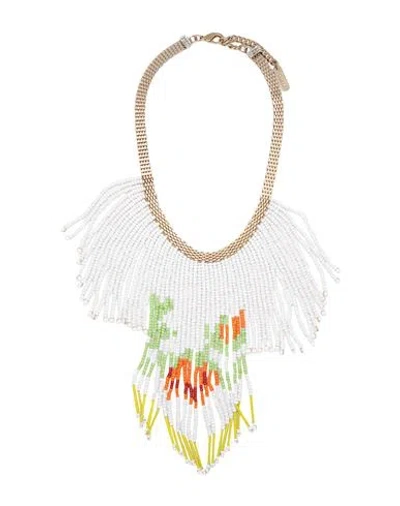 Radà Rada' Woman Necklace White Size - Brass, Glass, Pmma (polymethyl Methacrylate), Polyester, Silk