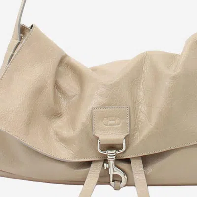Radica Studio Hammered Nappa Leather Shoulder Bag In Beige
