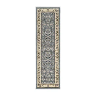 Radici Usa Alba Motiff Traditional Oriental Indoor Rectangular Runner In Green