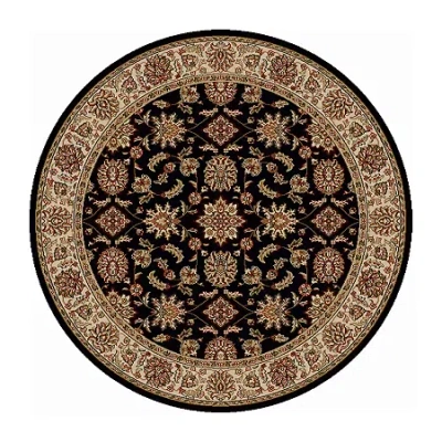 Radici Usa Como Kashan Traditional Oriental Indoor Round Area Rug In Black