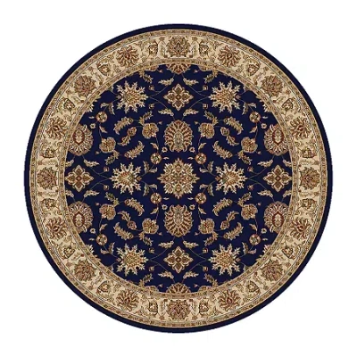 Radici Usa Como Kashan Traditional Oriental Indoor Round Area Rug In Blue