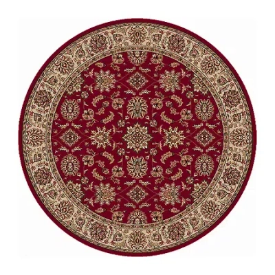 Radici Usa Como Kashan Traditional Oriental Indoor Round Area Rug In Red