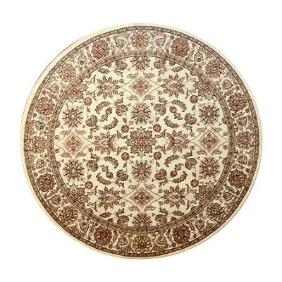 Radici Usa Como Kashan Traditional Oriental Indoor Round Area Rug In White