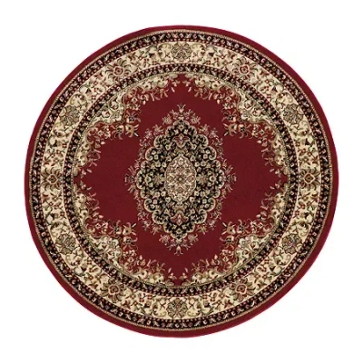 Radici Usa Como Medallion Traditional Oriental Indoor Round Area Rug In Red
