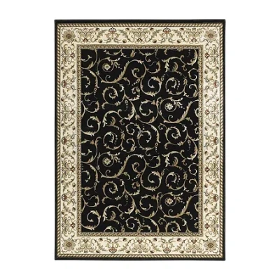Radici Usa Como Scroll Traditional Oriental Indoor Rectangular Area Rug In Black