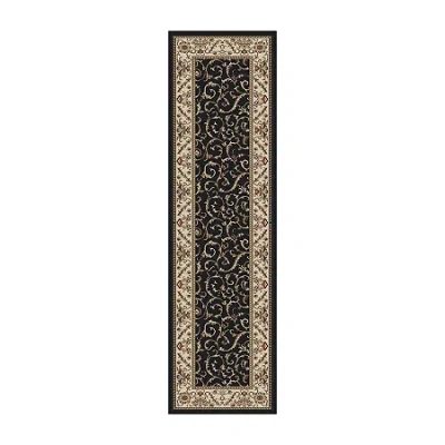 Radici Usa Como Scroll Traditional Oriental Indoor Rectangular Runner In Black
