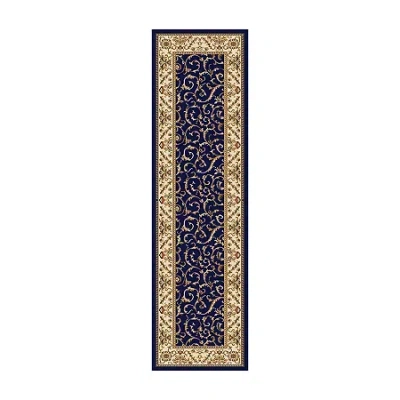 Radici Usa Como Scroll Traditional Oriental Indoor Rectangular Runner In Blue
