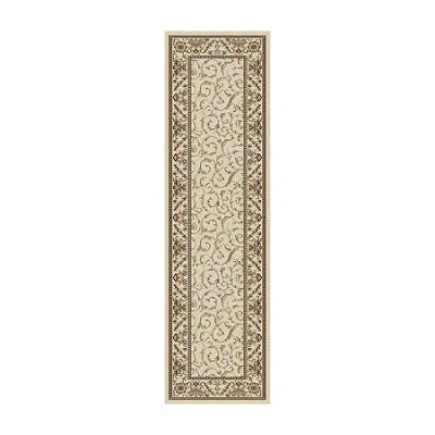 Radici Usa Como Scroll Traditional Oriental Indoor Rectangular Runner In White