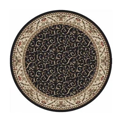 Radici Usa Como Scroll Traditional Oriental Indoor Round Area Rug In Black