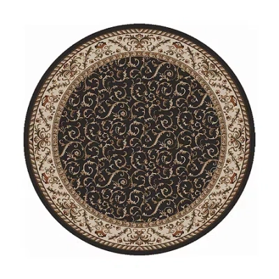 Radici Usa Como Scroll Traditional Oriental Indoor Round Area Rug In Brown