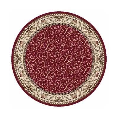 Radici Usa Como Scroll Traditional Oriental Indoor Round Area Rug In Red