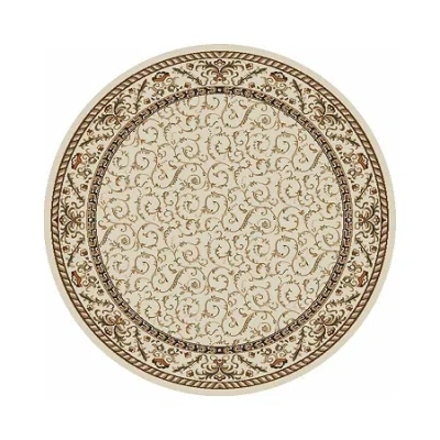 Radici Usa Como Scroll Traditional Oriental Indoor Round Area Rug In White