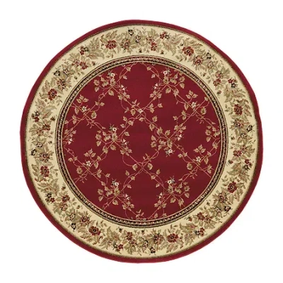 Radici Usa Como Trellis Traditional Oriental Indoor Round Area Rug In Red