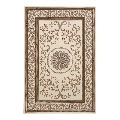 Radici Usa Noble Medallion Traditional Oriental Area Rug In White
