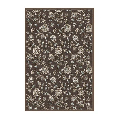 Radici Usa Pisa Floral Traditional 39x59 Indoor Rectangular Accent Rug In Brown