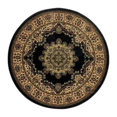 Radici Usa Radici Castello Cora Traditional Medallion 5'x5' Indoor Round Area Rug In Black