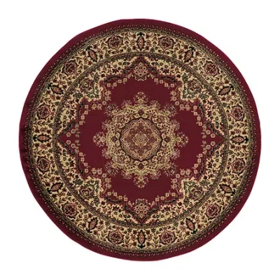 Radici Usa Radici Castello Cora Traditional Medallion 5'x5' Indoor Round Area Rug In Red