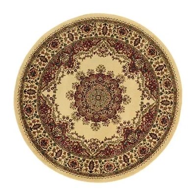 Radici Usa Radici Castello Cora Traditional Medallion 5'x5' Indoor Round Area Rug In White