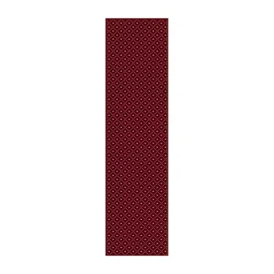 Radici Usa Radici Como Contemporary Geometric Trellis 26"x91" Rectangular Runner In Red