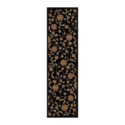 Radici Usa Radici Como Transitional Floral Indoor Rectangular Runner In Black