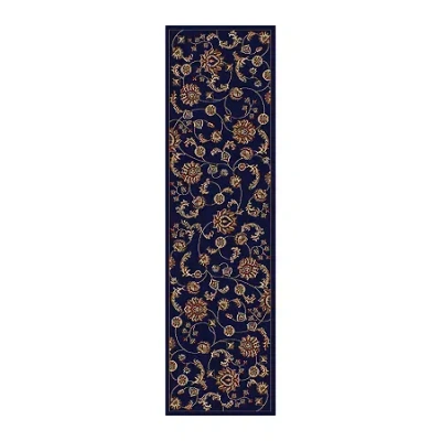 Radici Usa Radici Como Transitional Floral Indoor Rectangular Runner In Blue