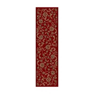 Radici Usa Radici Como Transitional Floral Indoor Rectangular Runner In Red