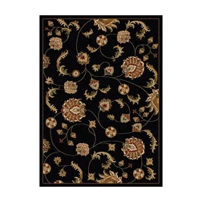 Radici Usa Radici Como Transitional Floral Rectangular Indoor Area Rug In Black