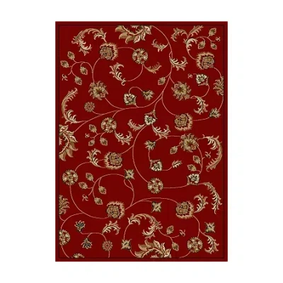 Radici Usa Radici Como Transitional Floral Rectangular Indoor Area Rug In Red