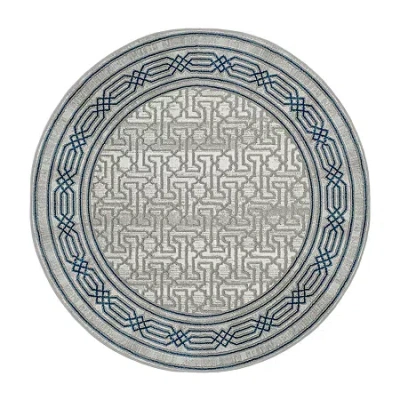 Radici Usa Radici Davide Bordered Indoor Round Area Rug In Blue