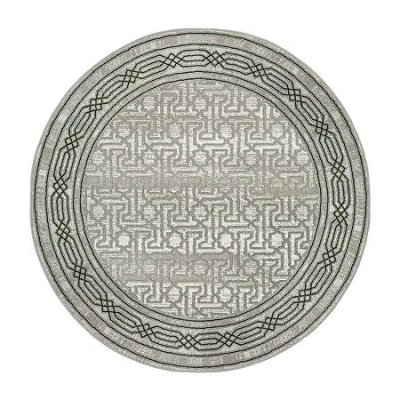 Radici Usa Radici Davide Bordered Indoor Round Area Rug In Green