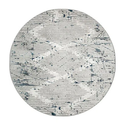 Radici Usa Radici Davide Geometric 5'x5' Indoor Round Area Rug In Blue