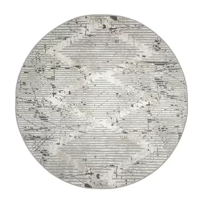 Radici Usa Radici Davide Geometric 5'x5' Indoor Round Area Rug In Gray