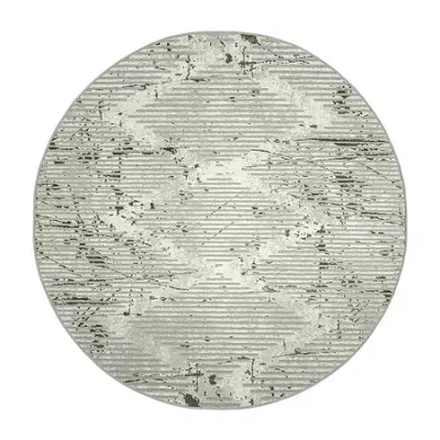 Radici Usa Radici Davide Geometric 5'x5' Indoor Round Area Rug In Green